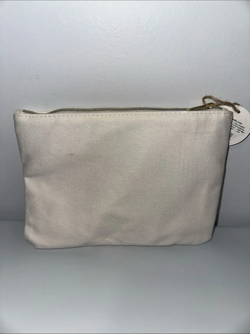 Punch Studio Ivory Muti Delicate Embroidered Floral Canvas Gold Tone Zip Pouch